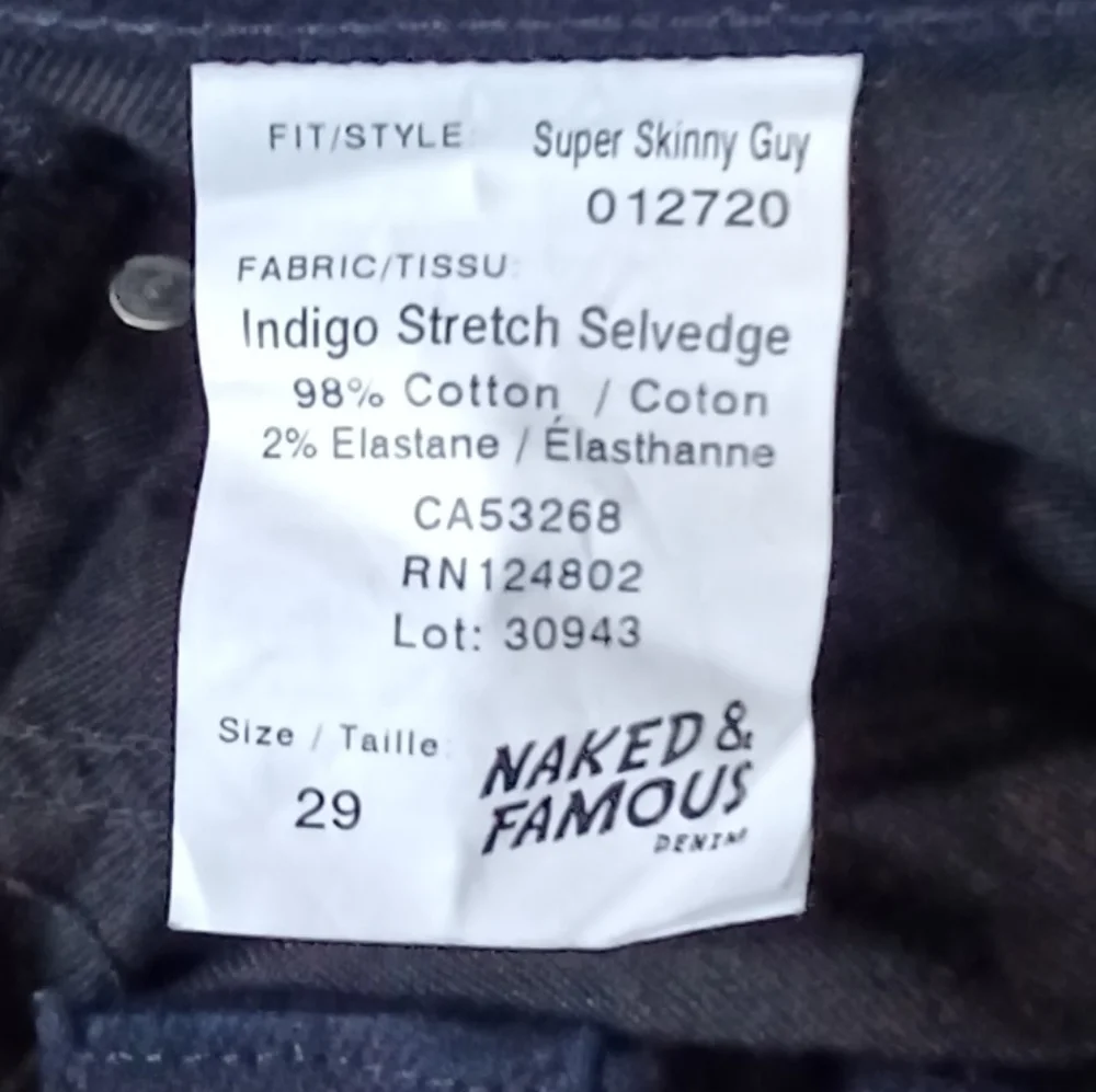 Naked and Famous, Indigo Stretch Selvedge, Super Skinny Guy, Denim Jeans!